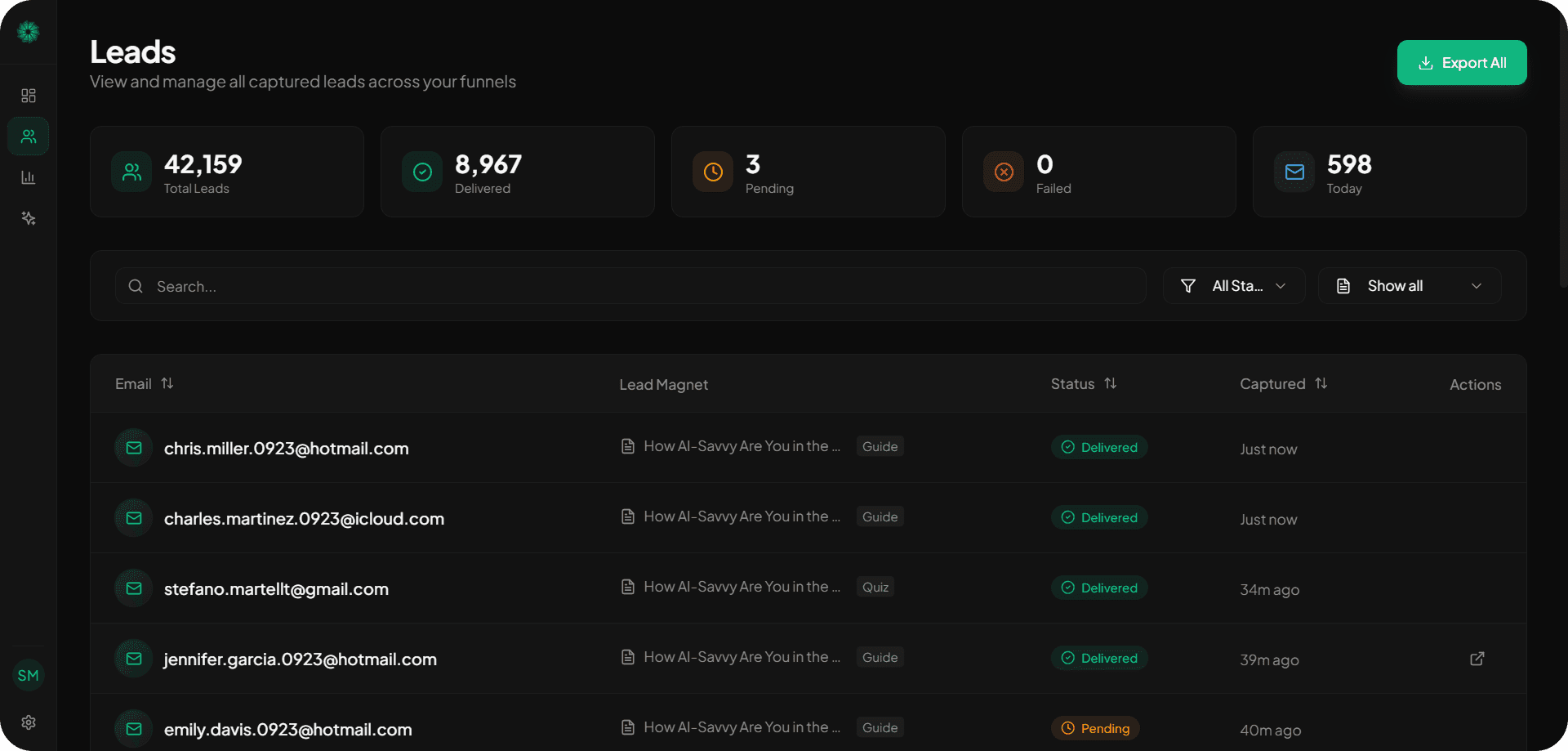 MagnetHub Leads Dashboard